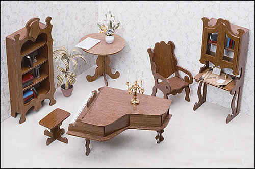 Unlike modern doll house furniture, Victorian-style furniture look heavy.