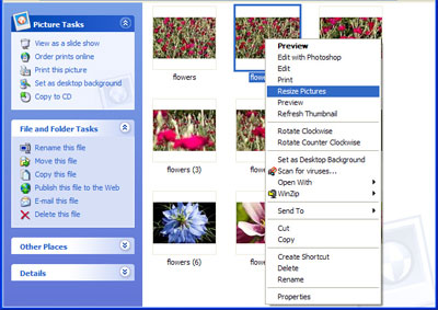resize, and click
